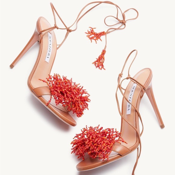 Like new Aquazzura Panarea Beaded Ankle-Tie Sandals 39.5 $895 - Picture 7 of 16